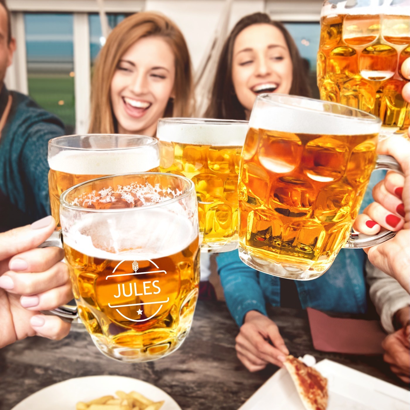 Murrano Bubble Beer Mug with Engraving for Men - Anniversary Gift