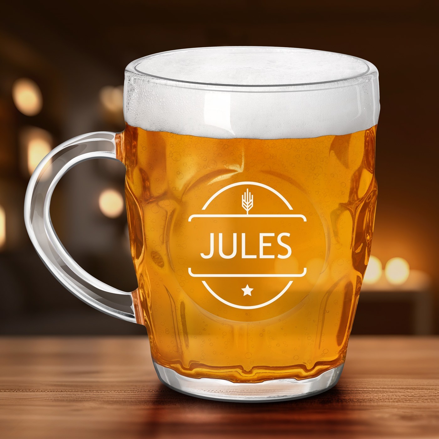 Taza de cerveza Murrano Bubble con grabado para hombres - Regalo de aniversario