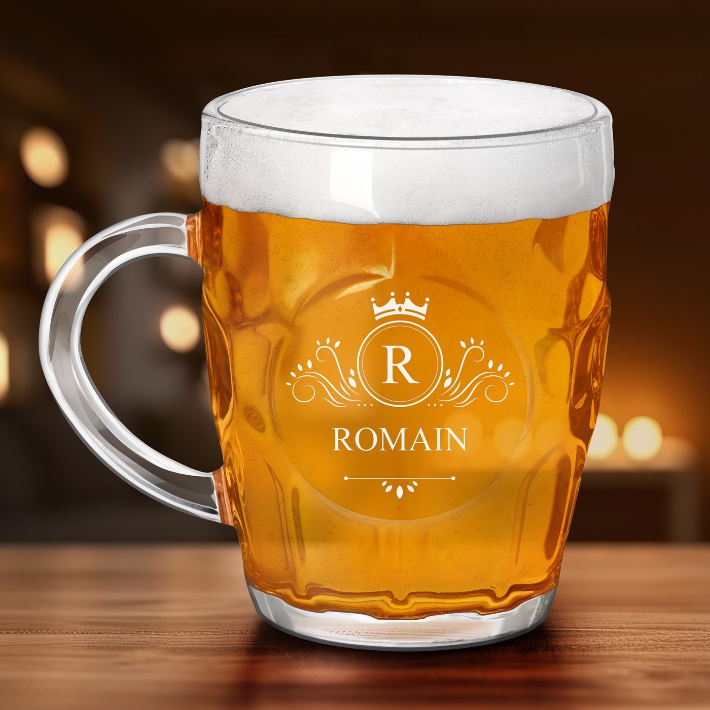 Taza de cerveza Murrano Burbujas con grabado personalizado para hombre elegante