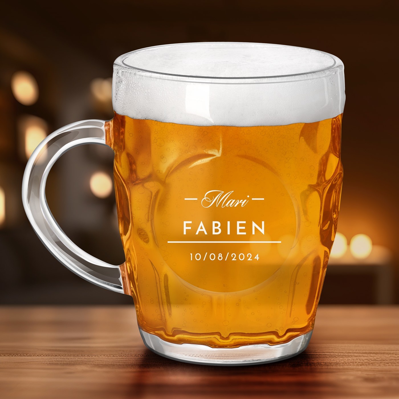 Taza de cerveza Murrano Bubble con grabado para marido