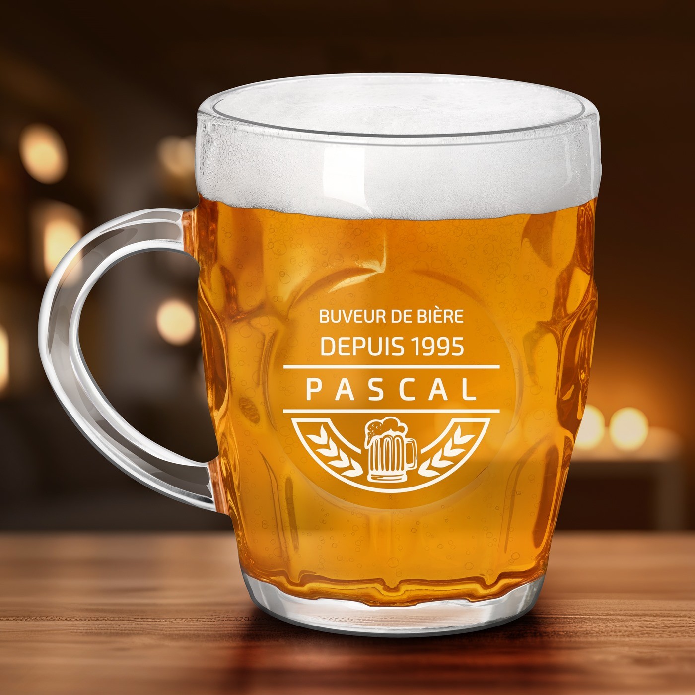 Taza de cerveza Murrano Bubble con grabado personalizado para amantes de la cerveza