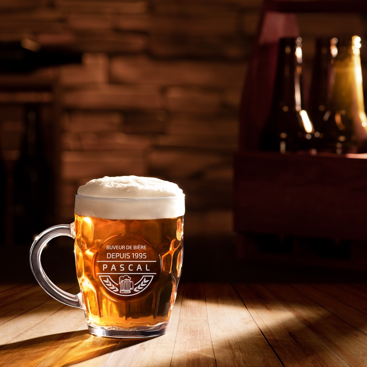 Taza de cerveza Murrano Bubble con grabado personalizado para amantes de la cerveza