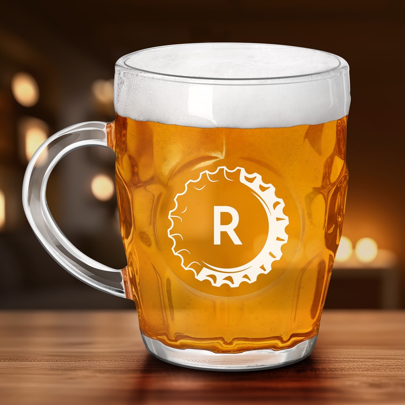 Murrano Bubble Beer Mug with Personalized Engraving for Men