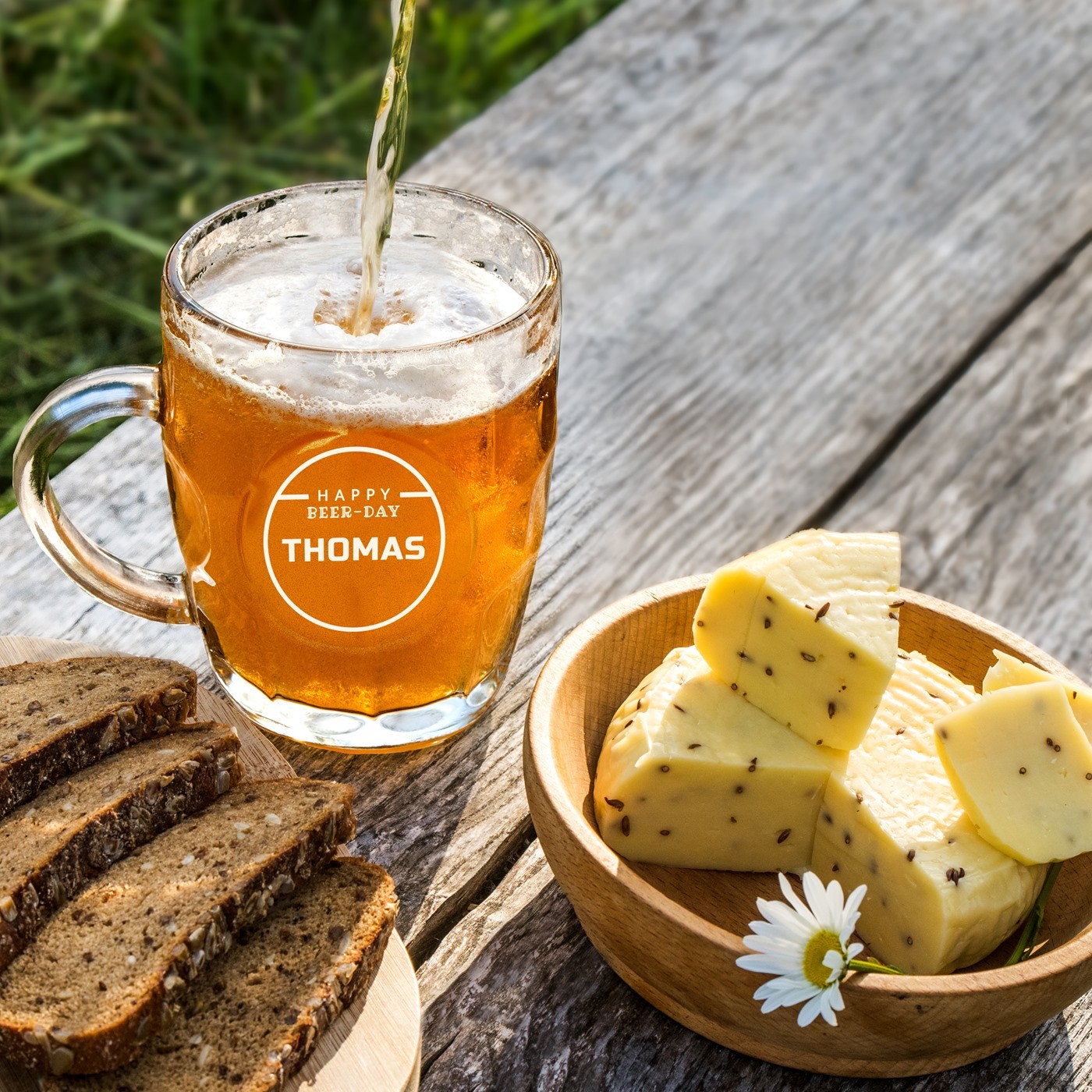 Taza de cerveza Murrano Bubble con grabado personalizado para aniversarios