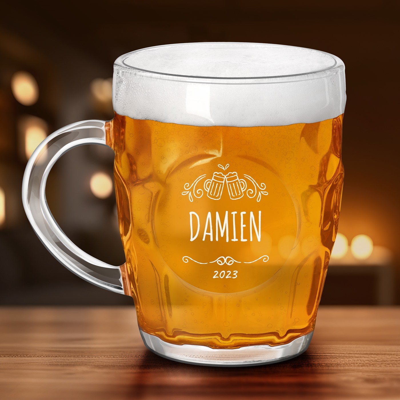Taza de cerveza Murrano Bubble con grabado personalizado para hombres