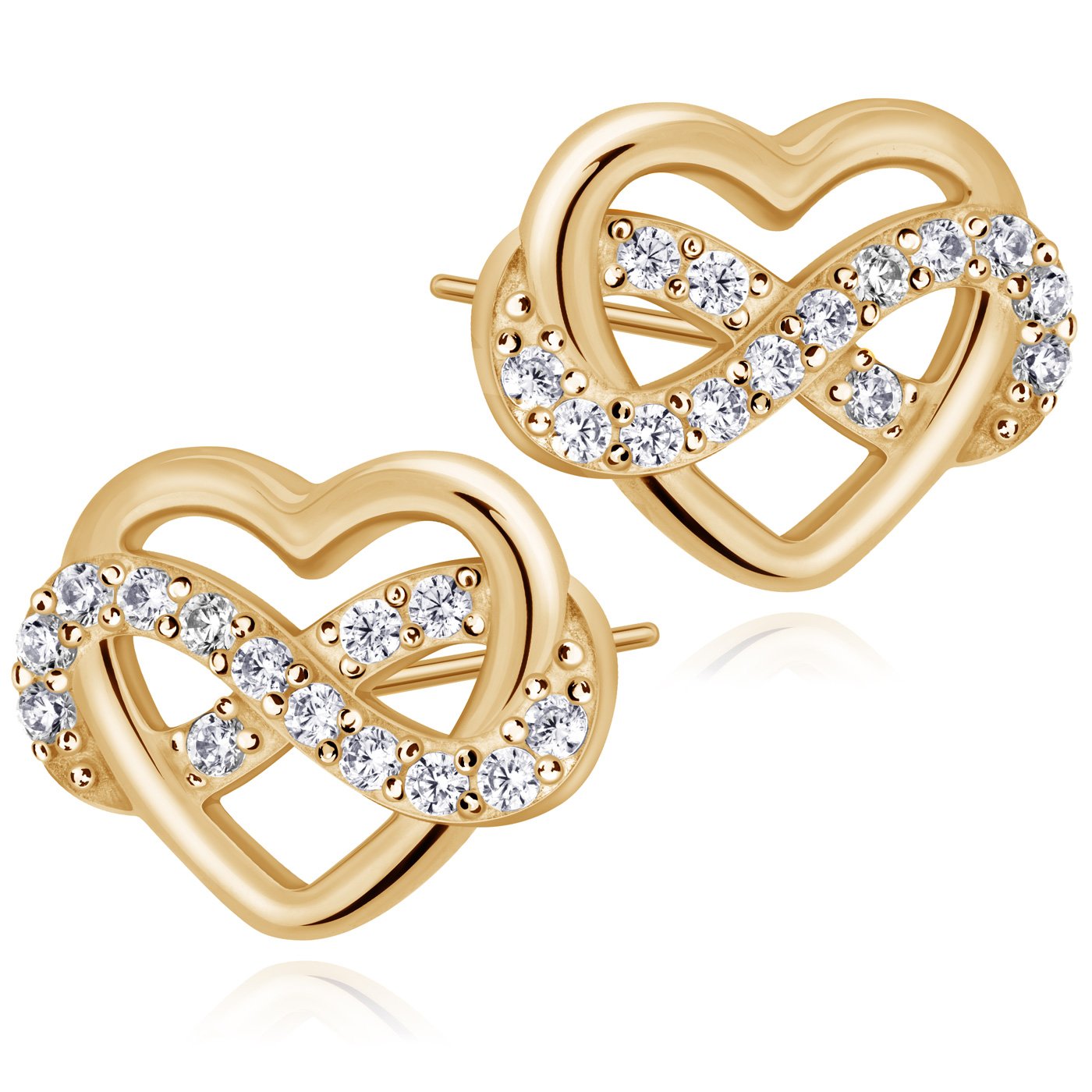 Aretes de corazón de oro de 8 quilates para mujer