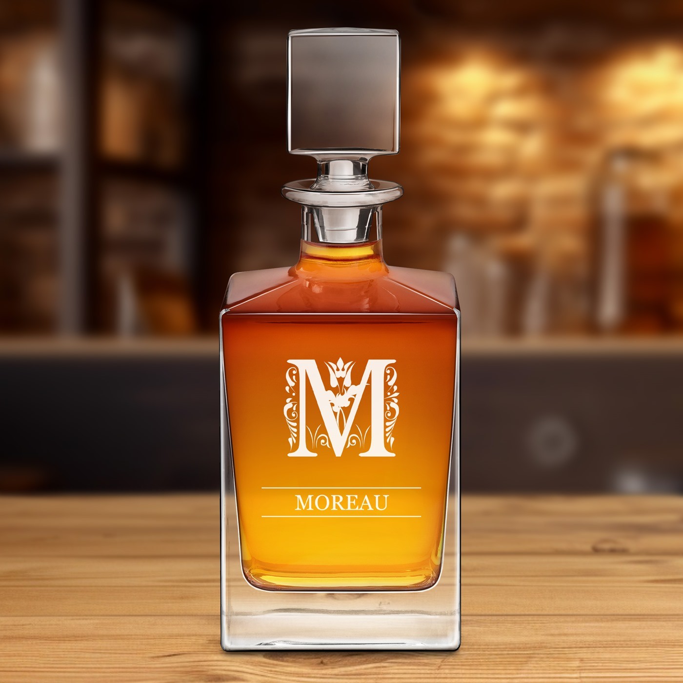 Murrano Cube Whisky Decanter with Personalization