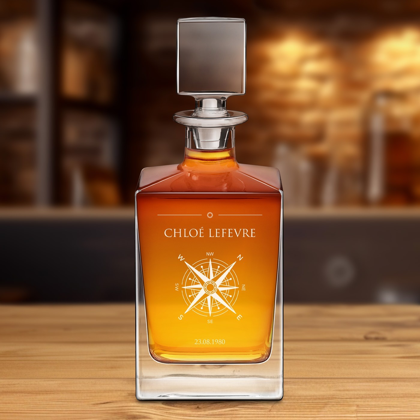 Decantador de whisky Murrano Cube con grabación para mujer - Regalo de aniversario