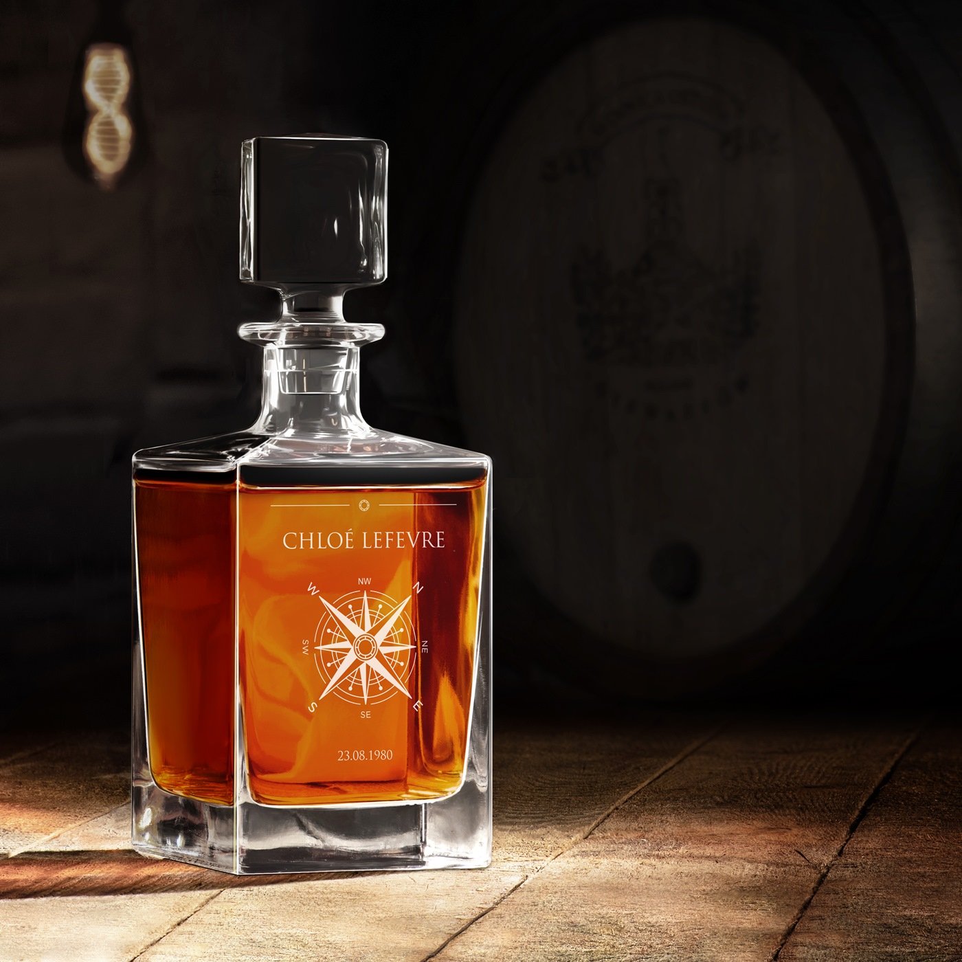 Decantador de whisky Murrano Cube con grabación para mujer - Regalo de aniversario