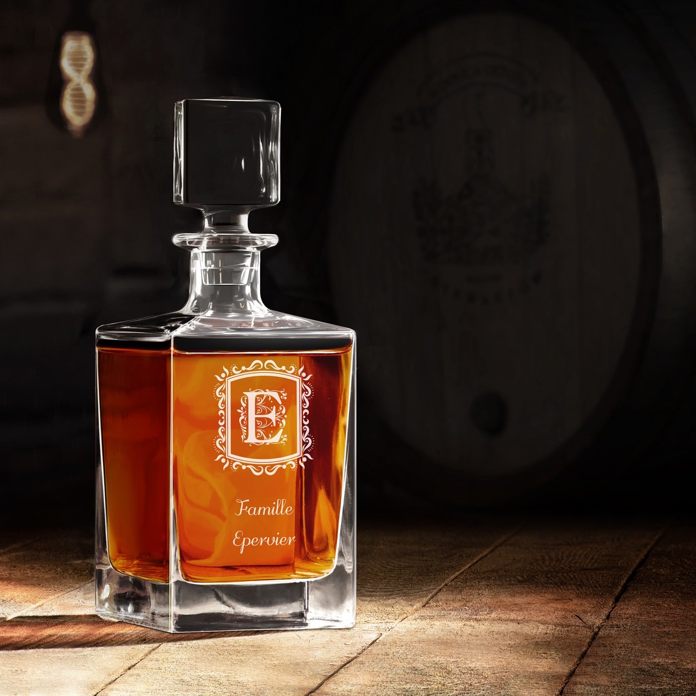 Decantador de whisky Murrano Cubo con grabado para regalo de casa a amigos