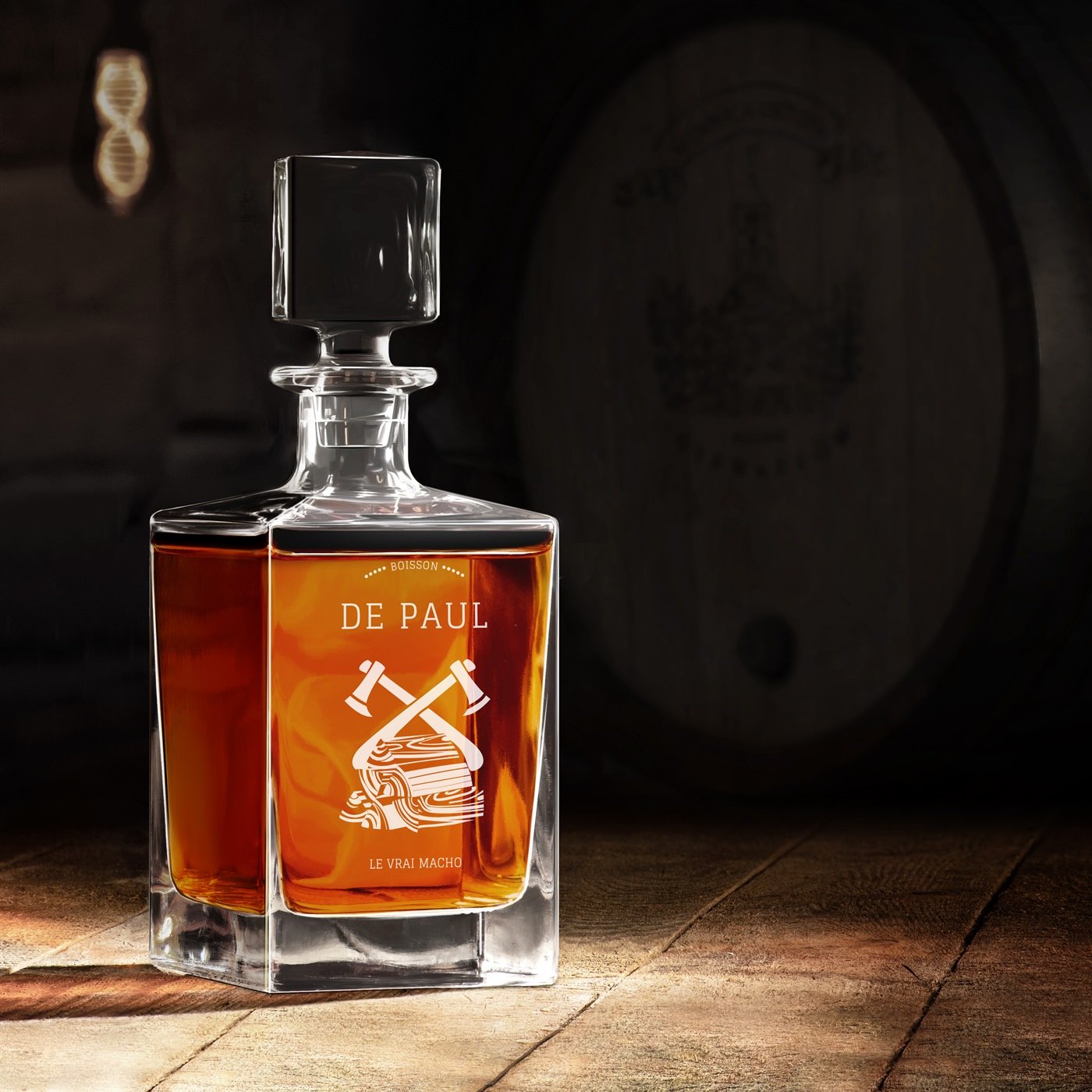Carafa de whisky Murrano Cubo con grabado para un verdadero hombre