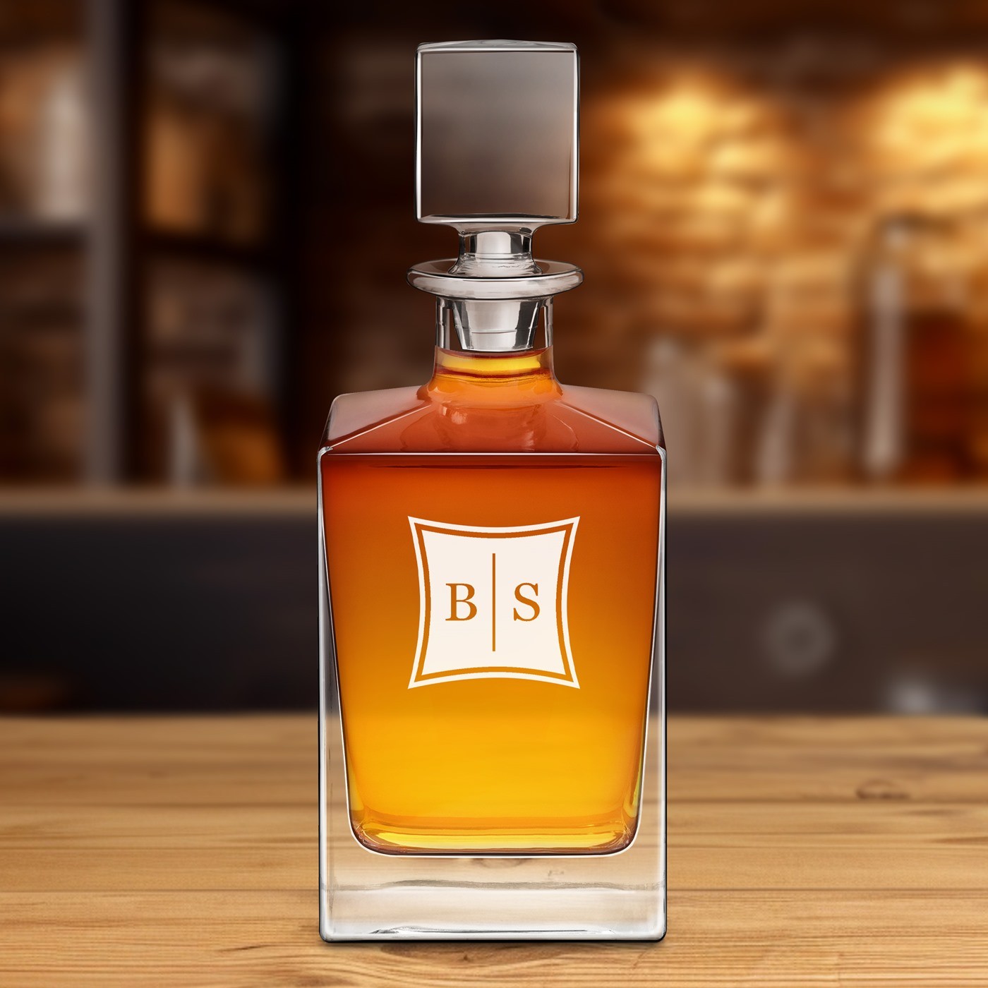 Carafa de whisky Murrano Cubo con iniciales grabadas