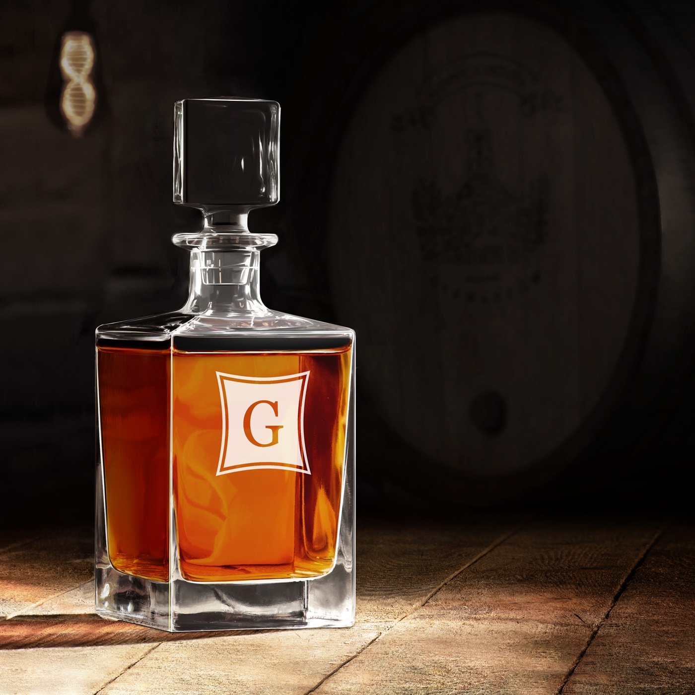 Decantador de whisky personalizado Murrano con iniciales grabadas