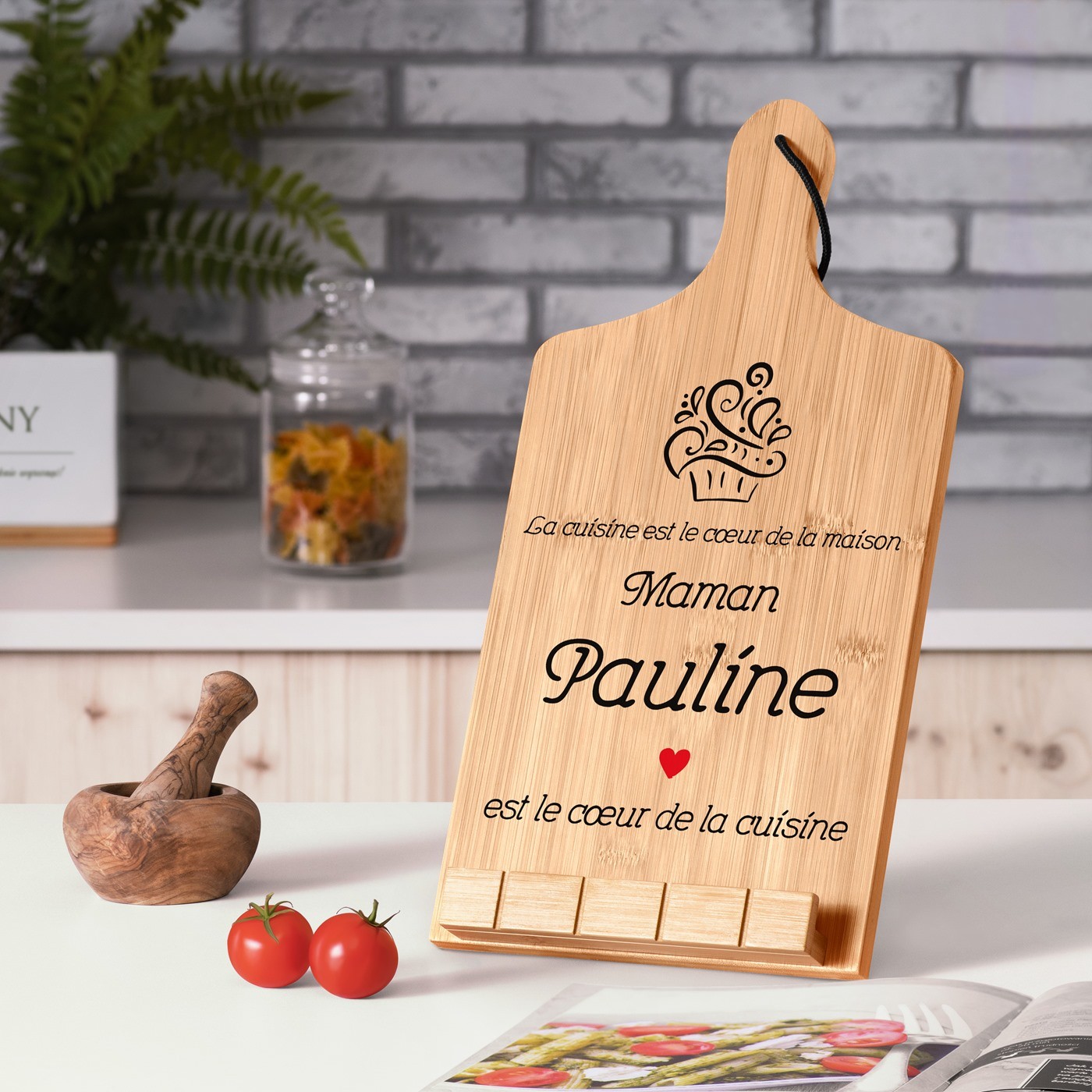 Soporte de libro personalizado Murrano en forma de tabla de cortar