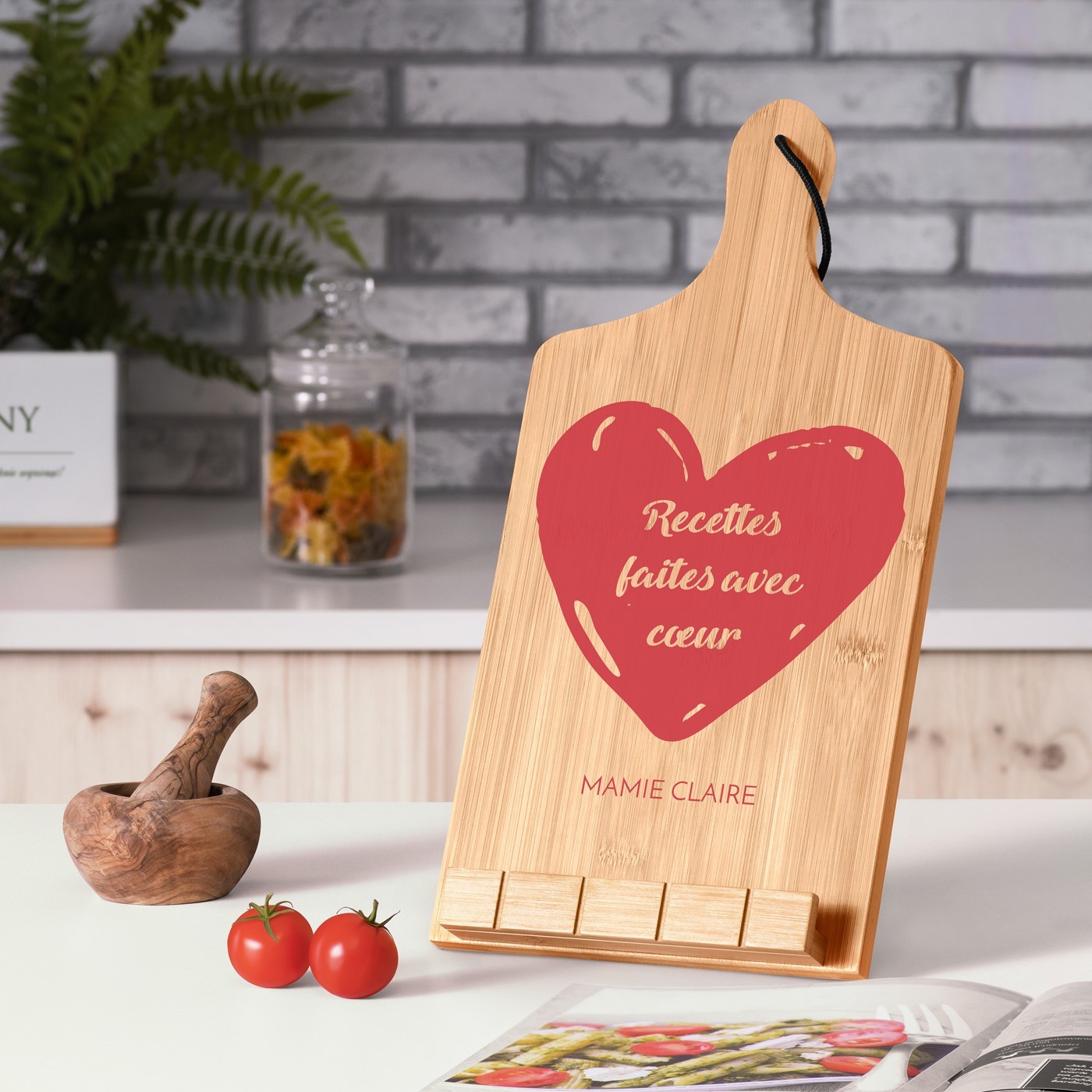 Soporte de libro personalizado en forma de tabla de cortar para el cumpleaños de la abuela - Murrano