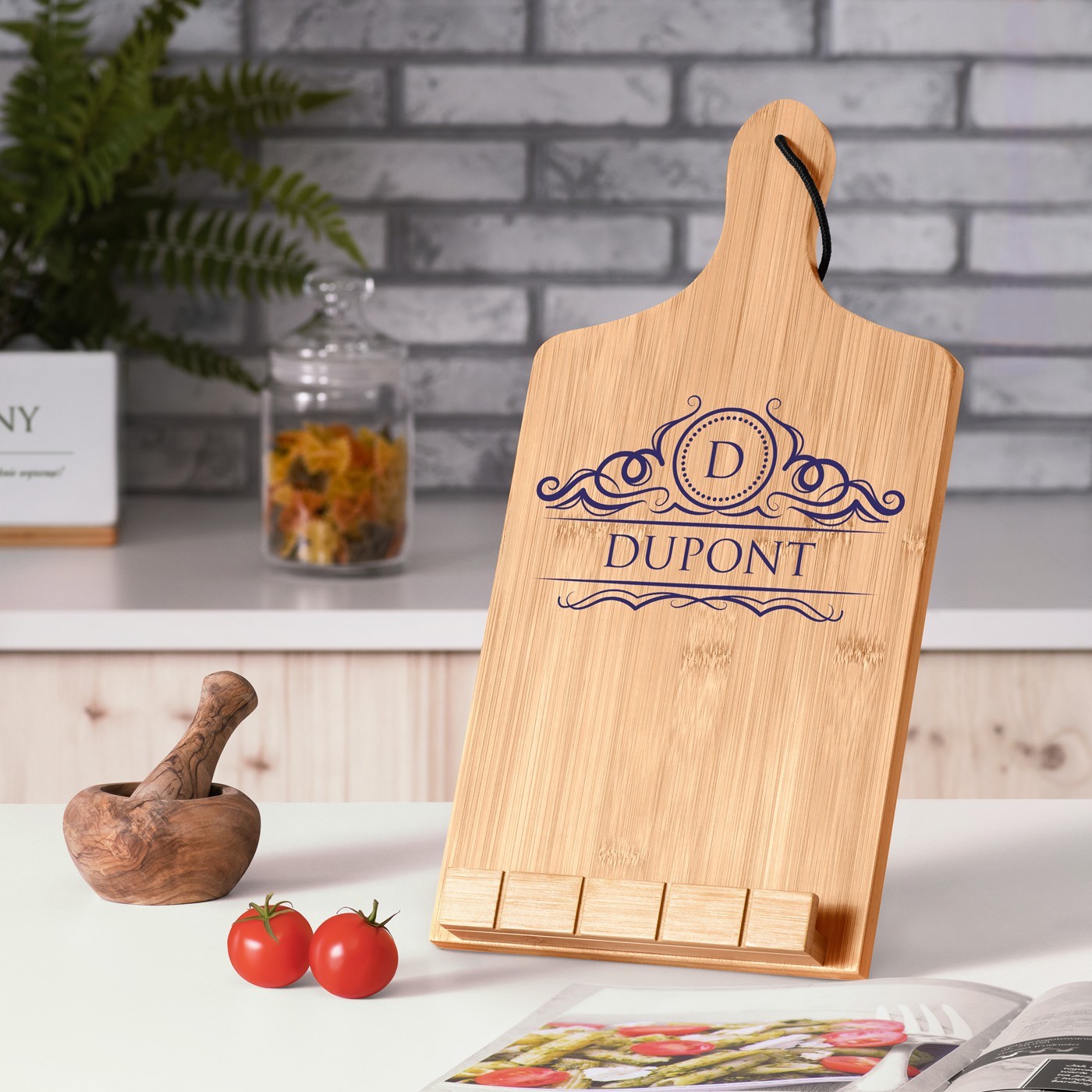 Soporte de libro personalizado de Murrano en forma de tabla de cortar para ella y él por aniversario de bodas