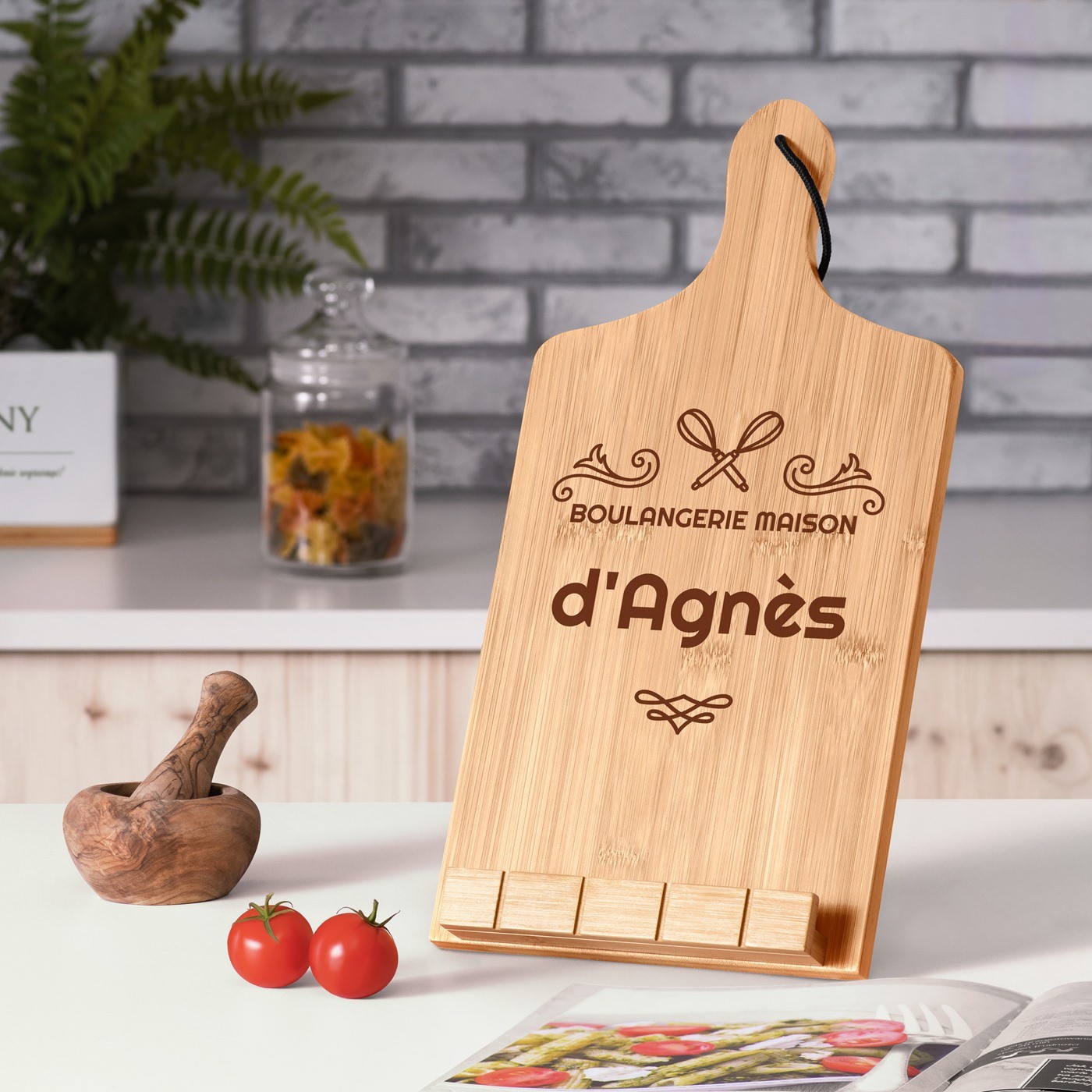 Soporte de libro personalizado Murrano en forma de tabla de cortar