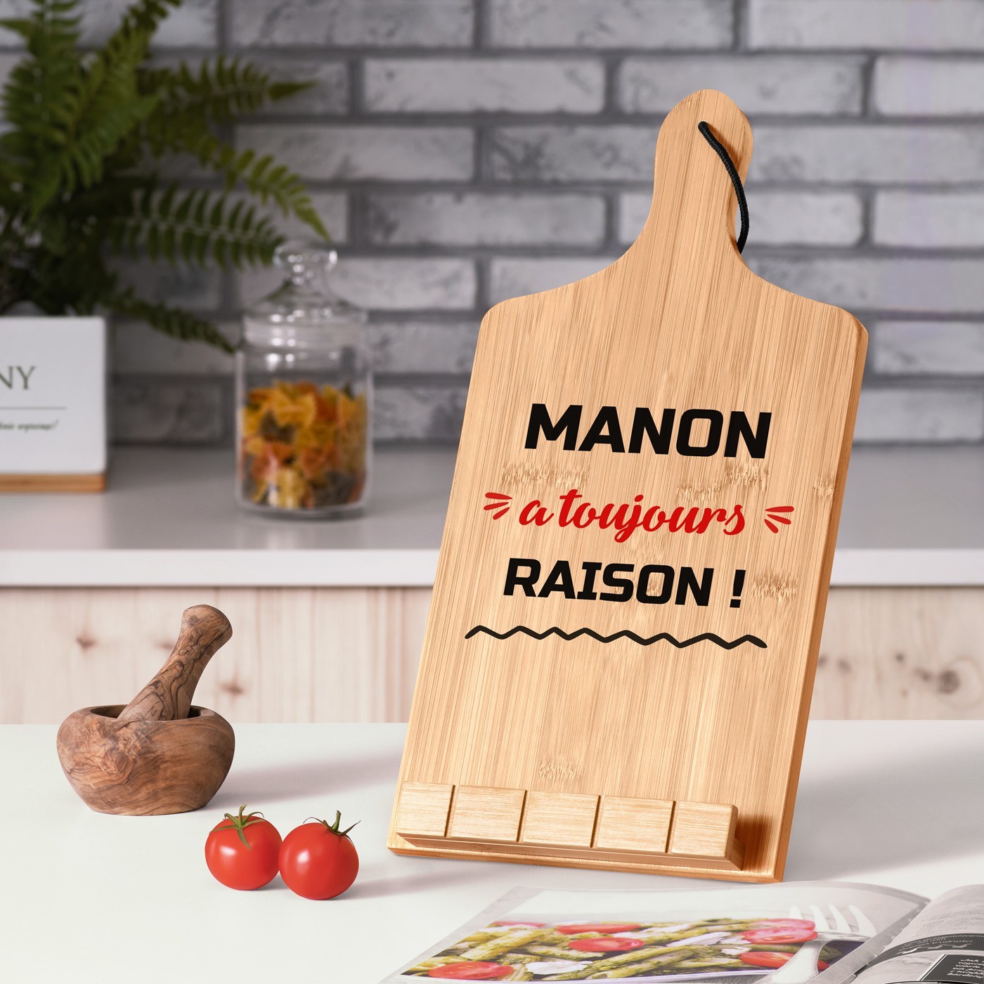 Soporte de libro personalizado Murrano en forma de tabla de cortar