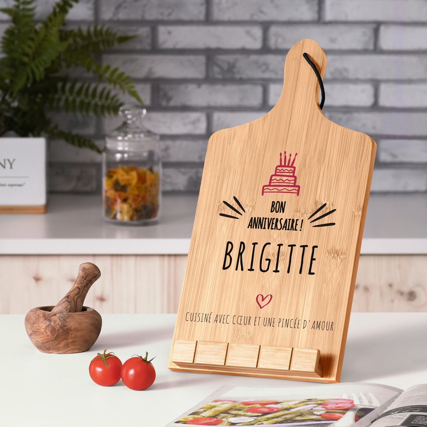 Soporte de libro personalizado Murrano en forma de tabla de cortar