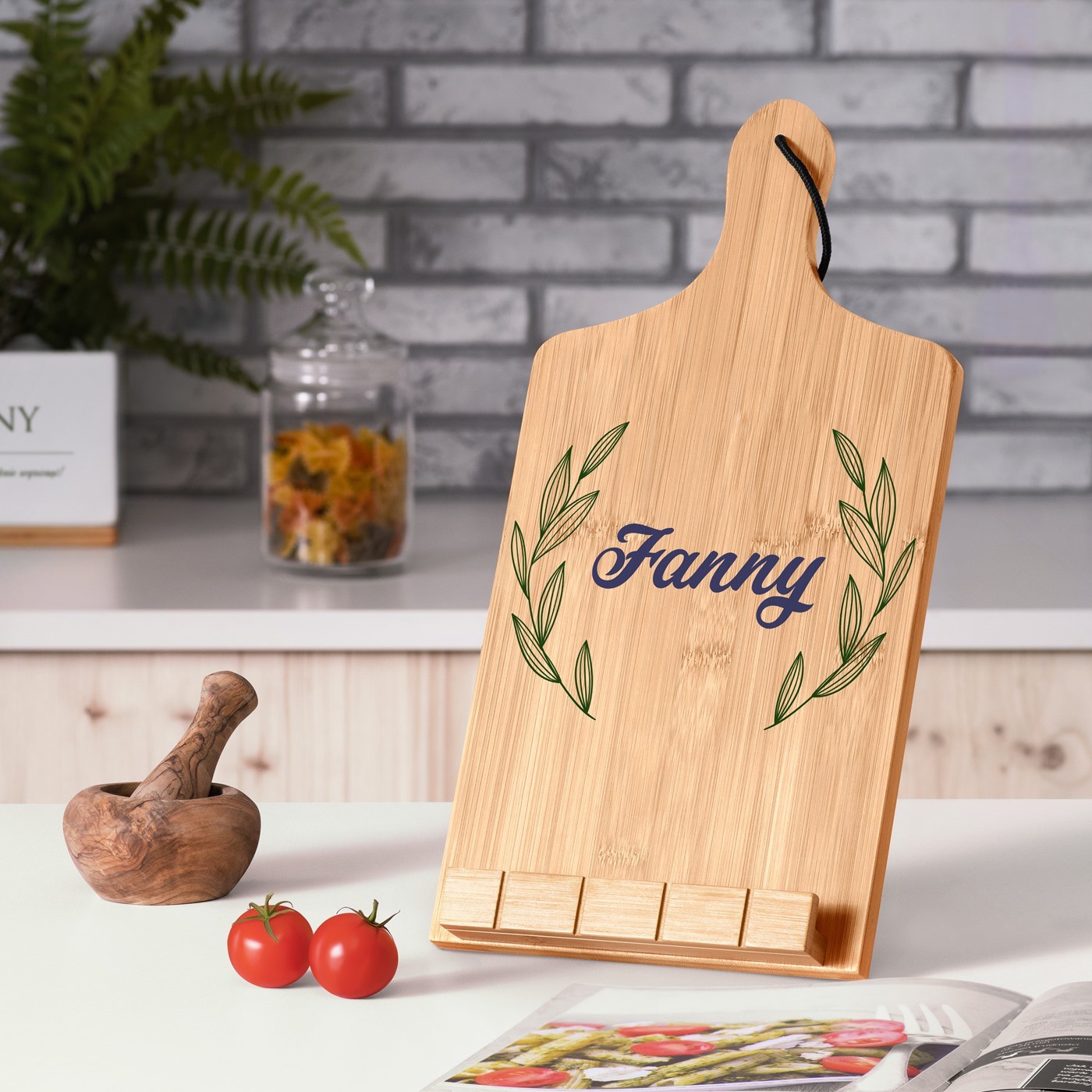 Soporte de libro personalizado Murrano en forma de tabla de cortar