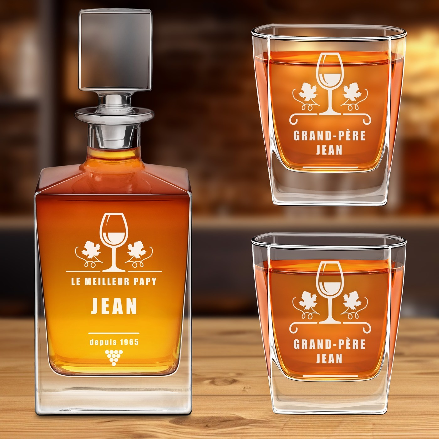 Set de decantador de whisky Murrano con vasos personalizados