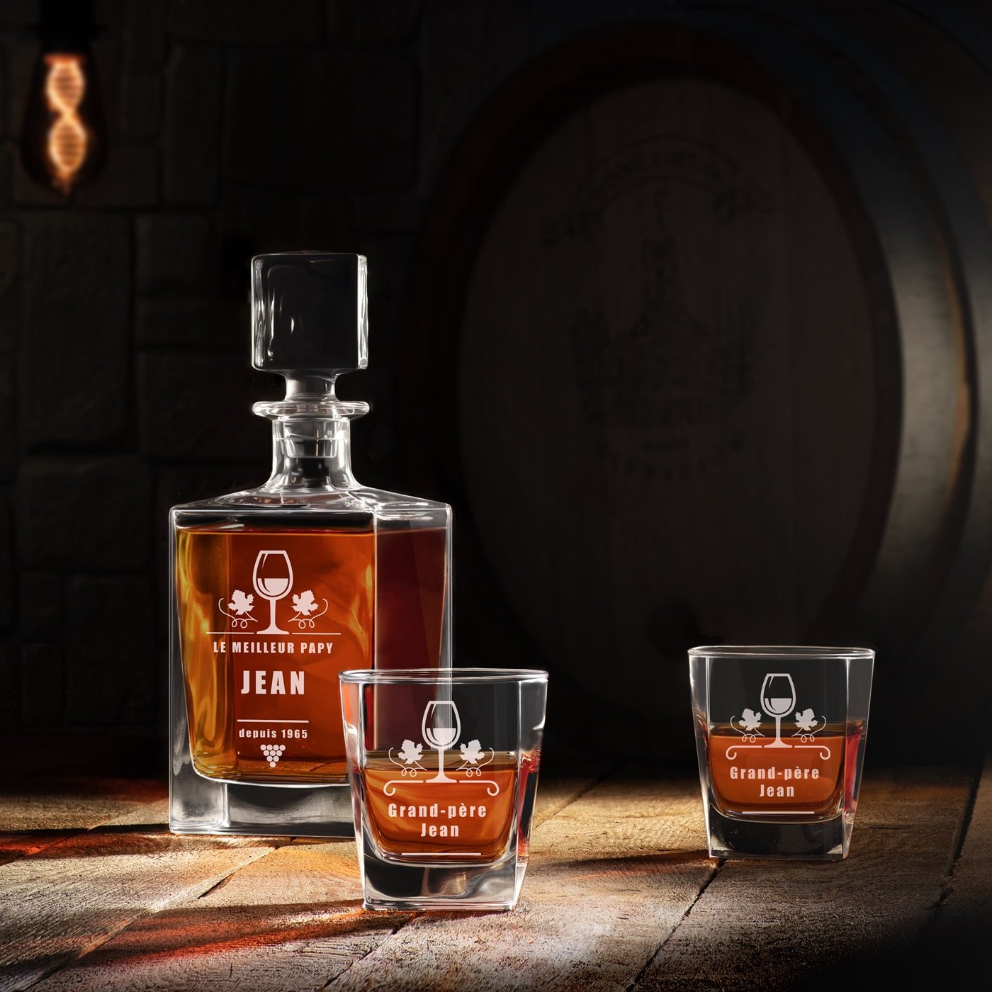 Set de decantador de whisky Murrano con vasos personalizados