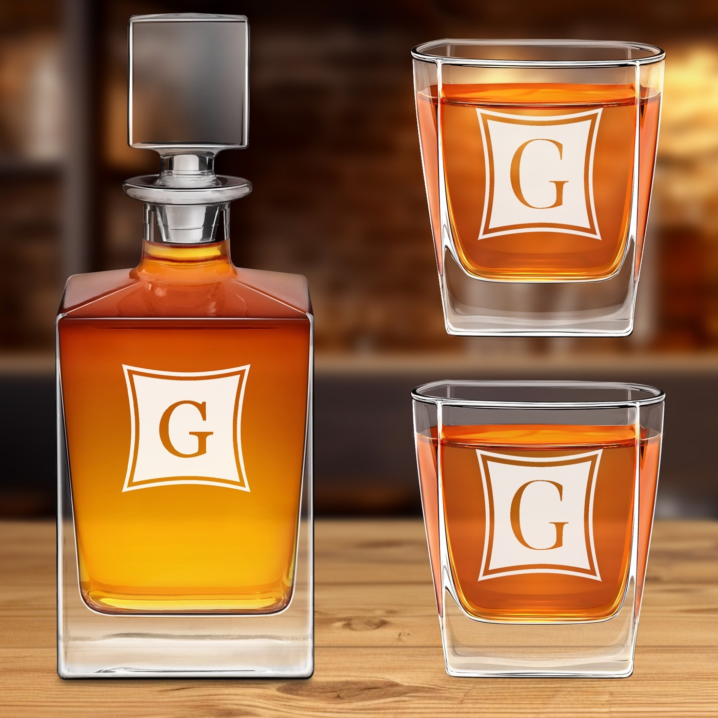 Set de decantador de whisky personalizado Murrano con 2 vasos