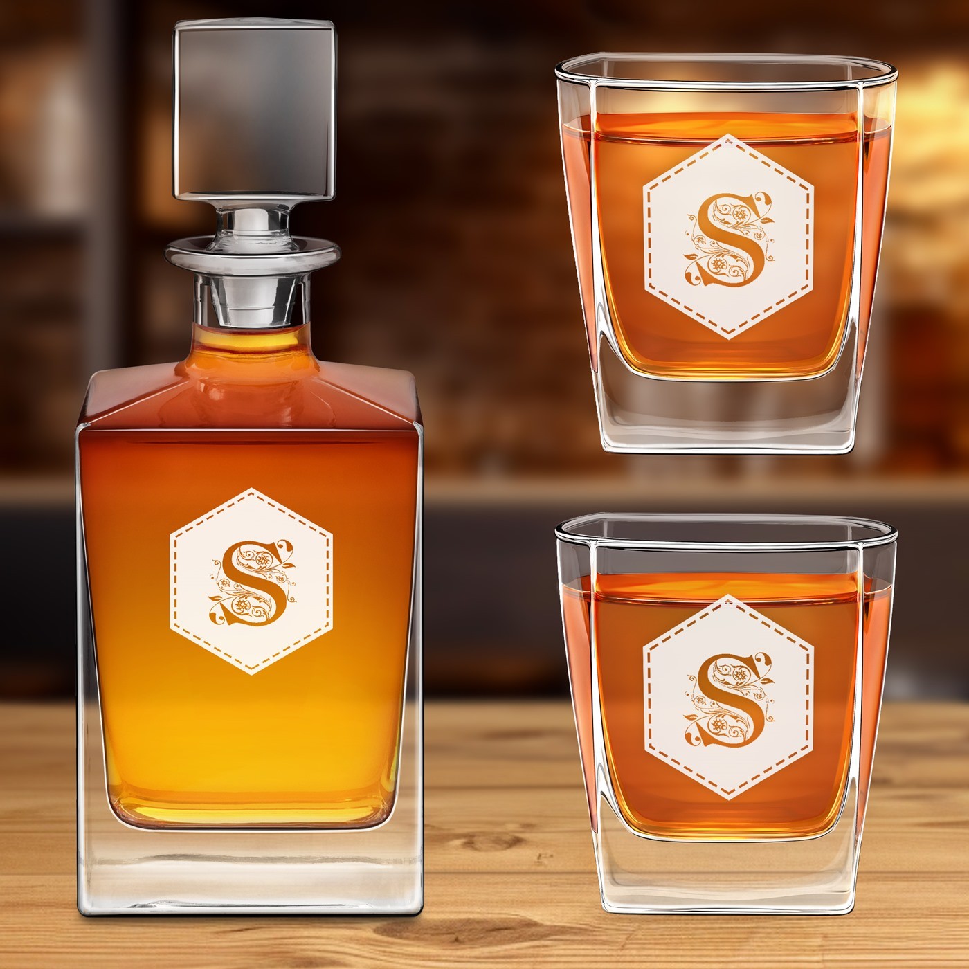 Conjunto de decantador de vidrio Murrano Cube con 2 vasos personalizados
