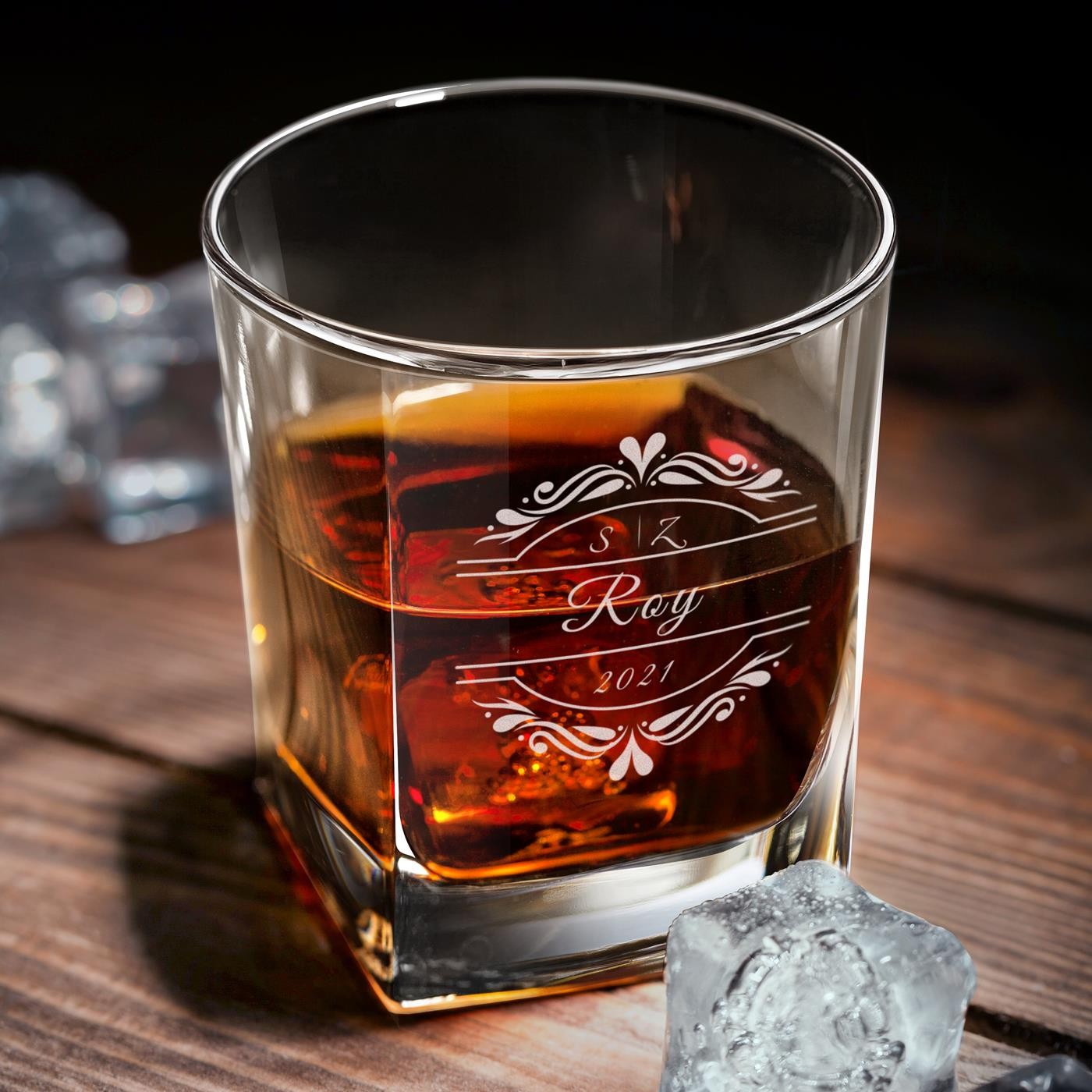 Set de Decantador y 6 Vasos de Whisky con Grabado Láser de Murrano para Regalo de Boda