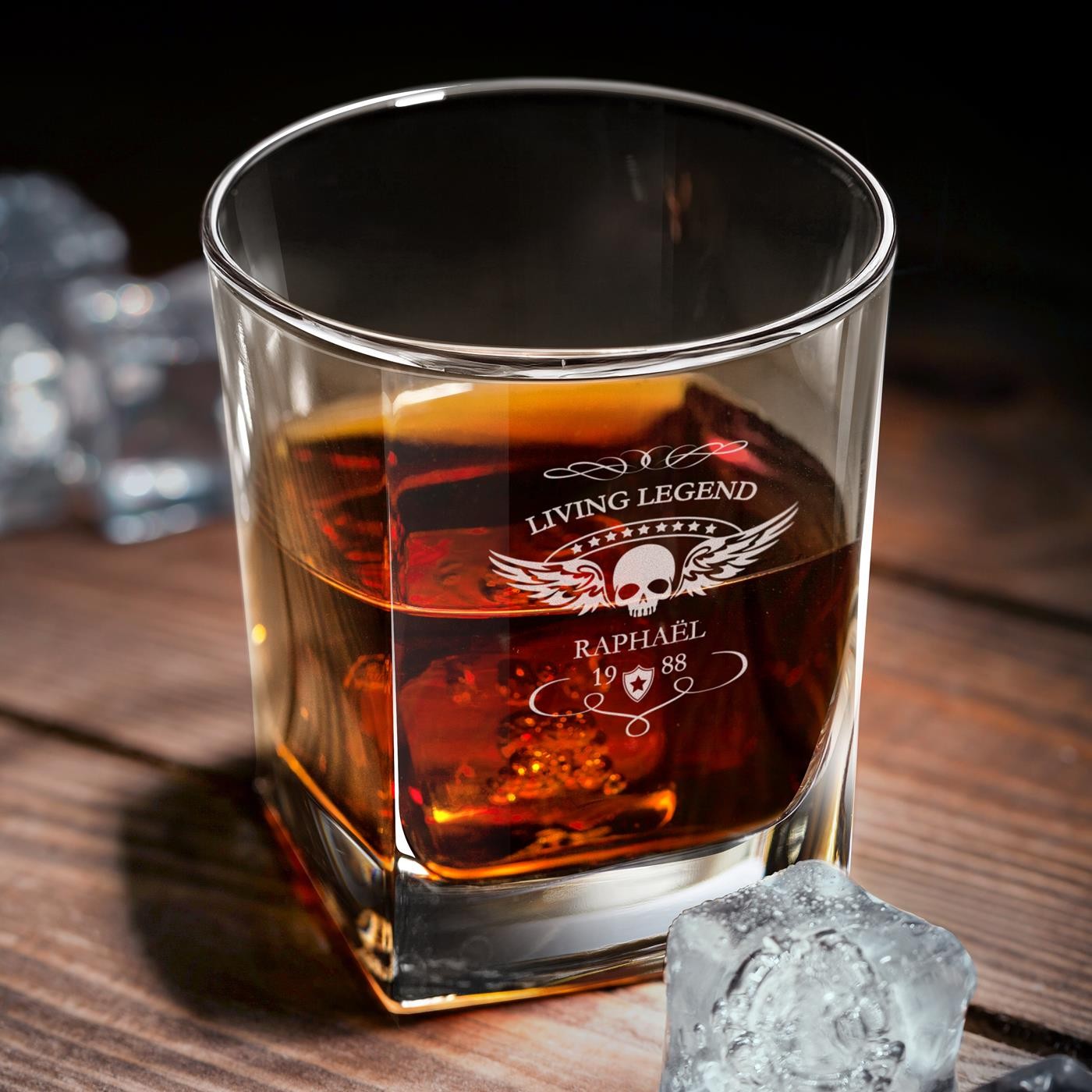 Set de decantador de whisky Murrano y vasos para motociclistas con grabado personalizado