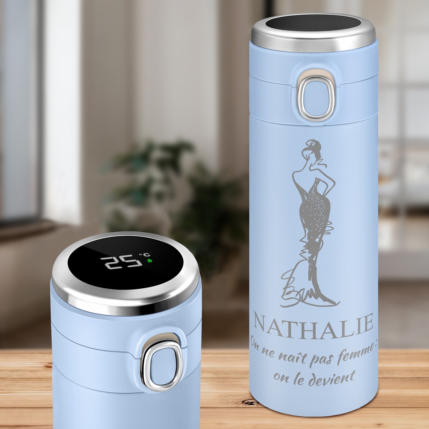 Taza Termo Personalizada Murrano con Pantalla LED Azul