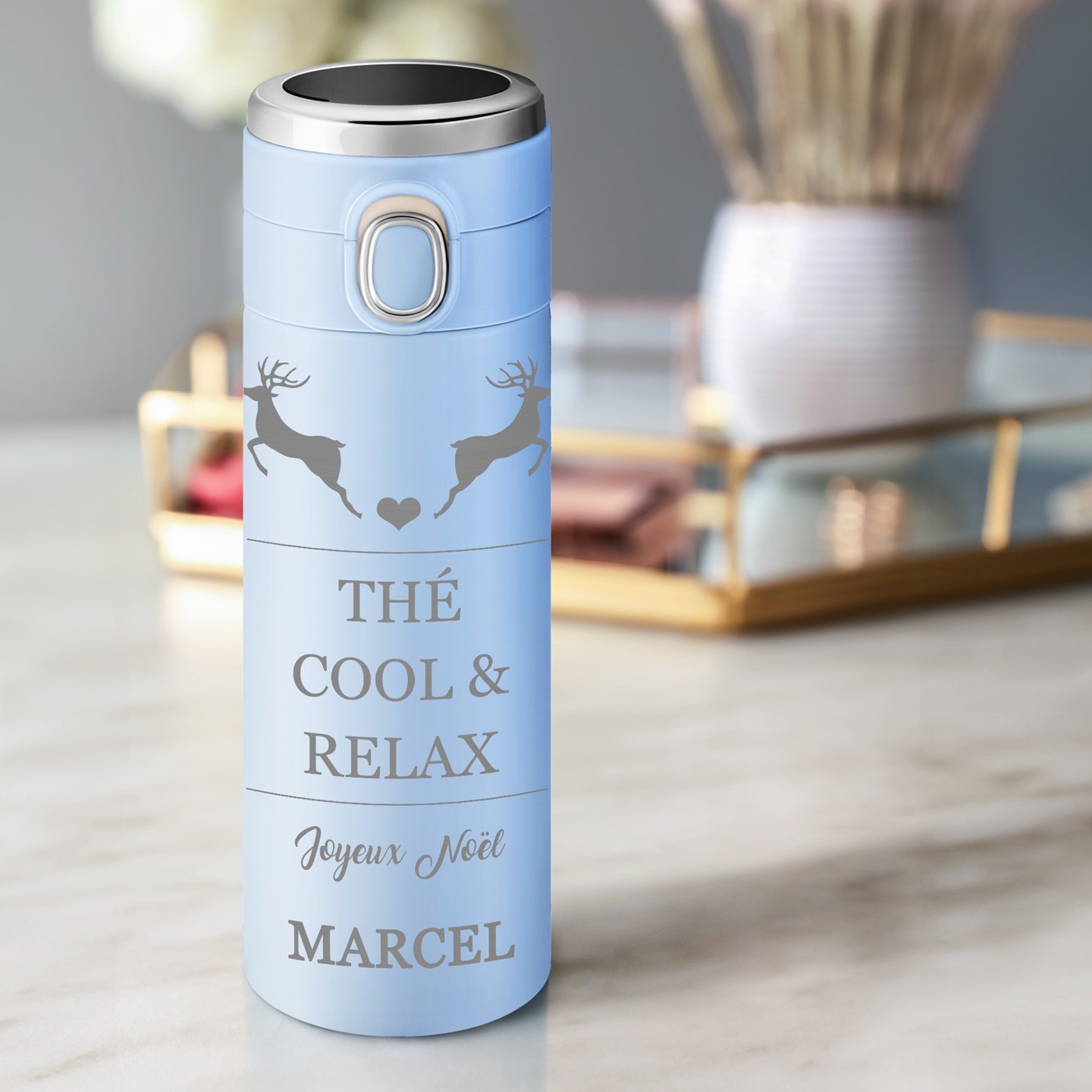 Murrano Personalized Travel Mug with LED Display for Him for Christmas
