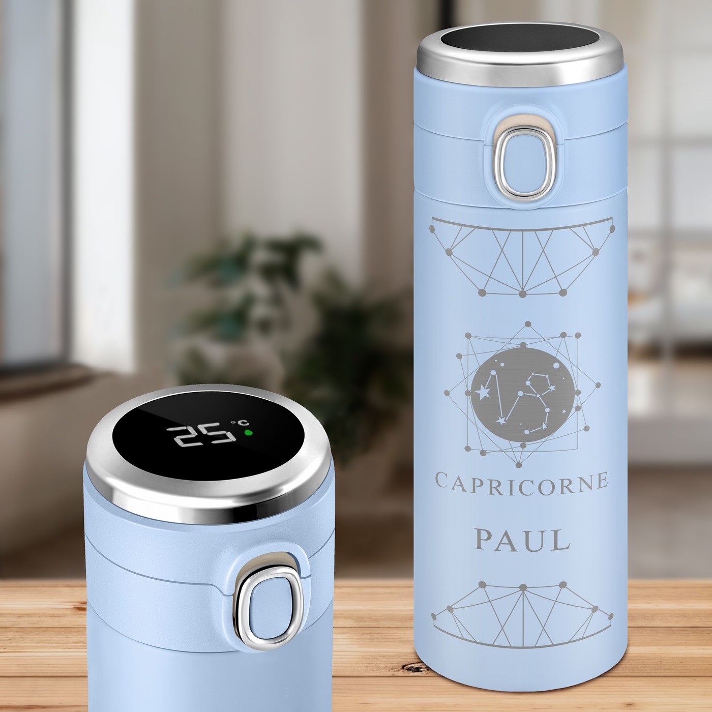 Taza Aislante Murrano con Pantalla LED - Azul