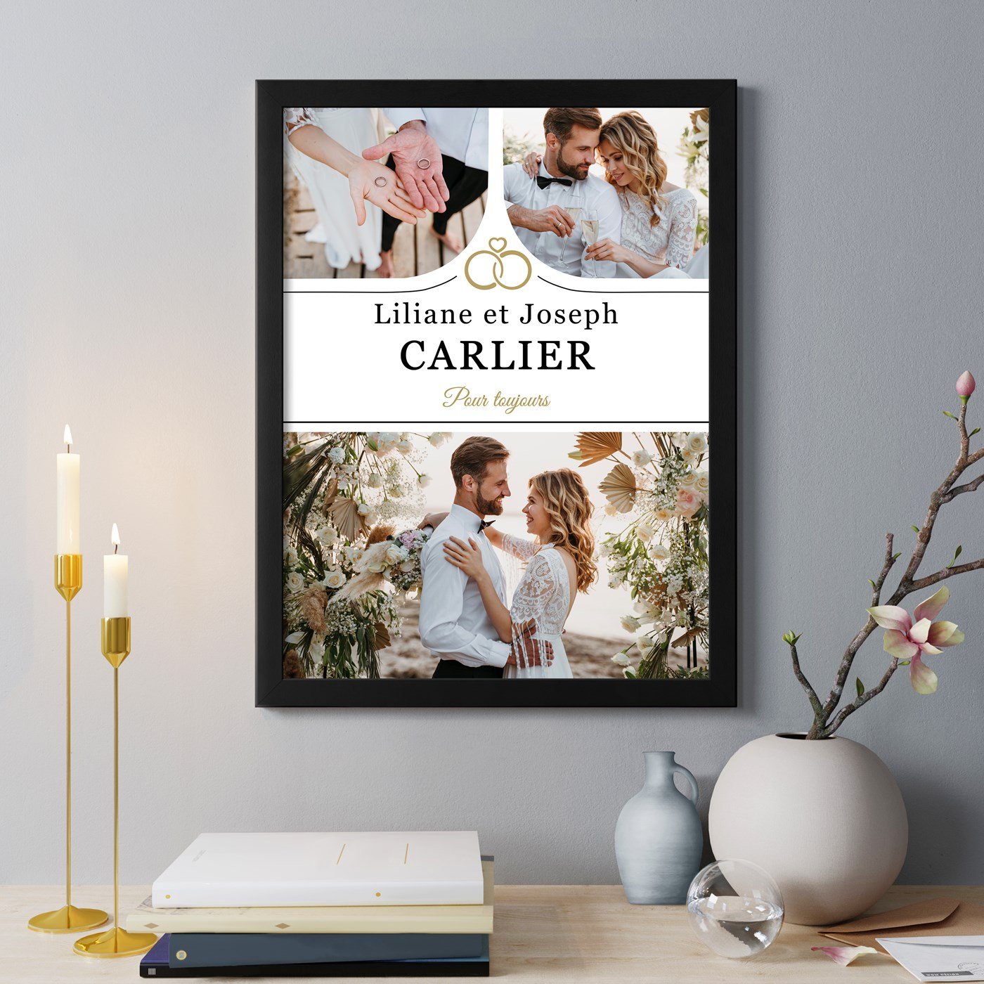 Poster encadré personnalisé pour le couple de mariage Murrano