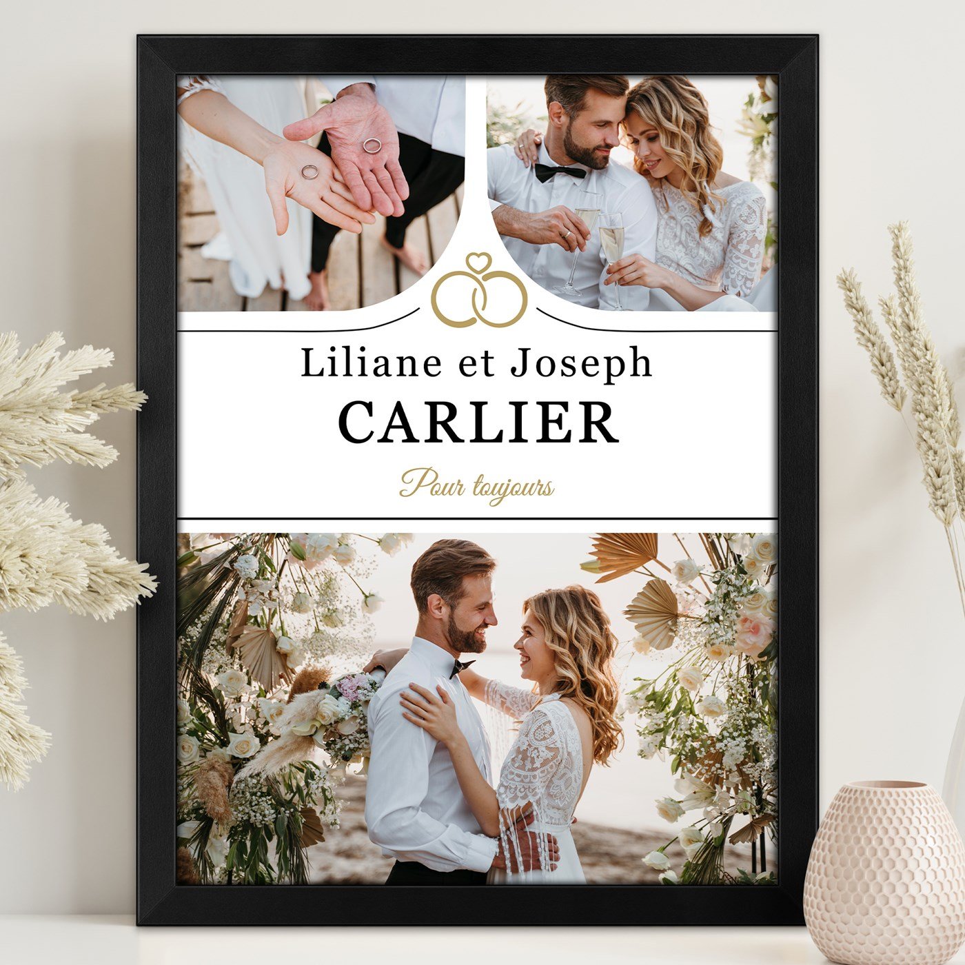 Poster encadré personnalisé pour le couple de mariage Murrano
