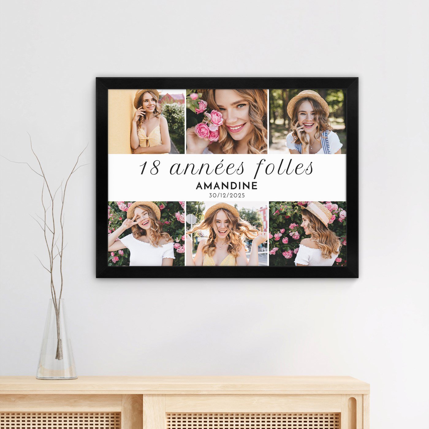  póster personalizado Murrano con foto para mujer joven en su 18 cumpleaños
