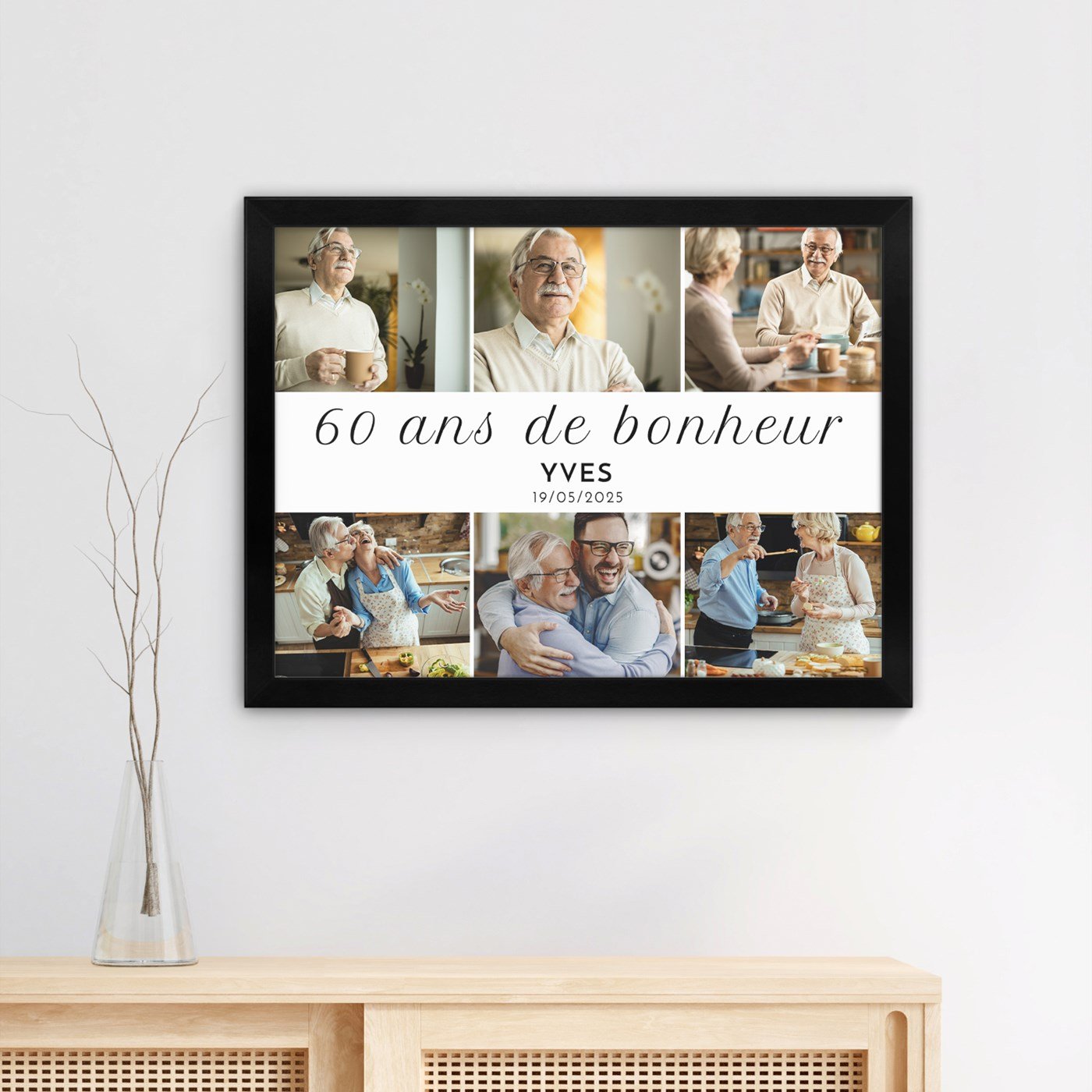 Affiche personnalisée encadrée Murrano pour un 60e anniversaire masculin