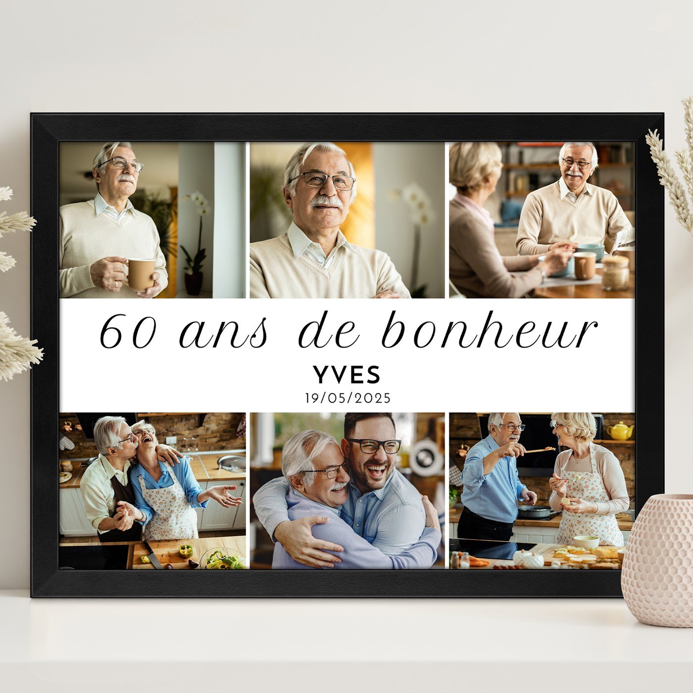 Affiche personnalisée encadrée Murrano pour un 60e anniversaire masculin