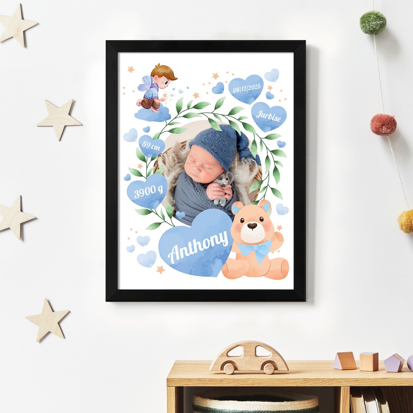 Murrano Personalized Framed Poster for Son's Birth