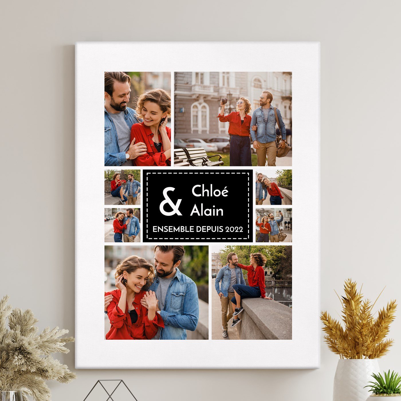 Personalized Couple Photo Collage on Canvas