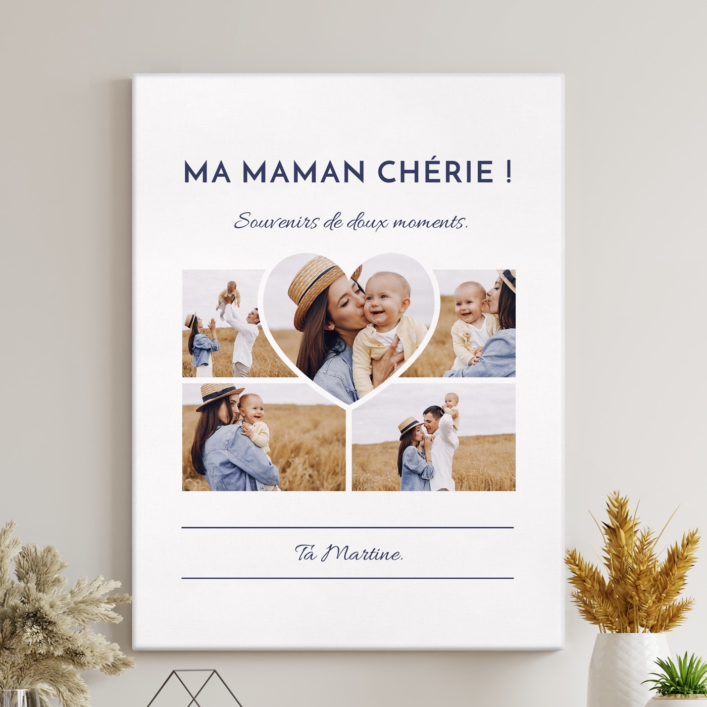 Collage photo personnalisé Murrano sur toile pour maman