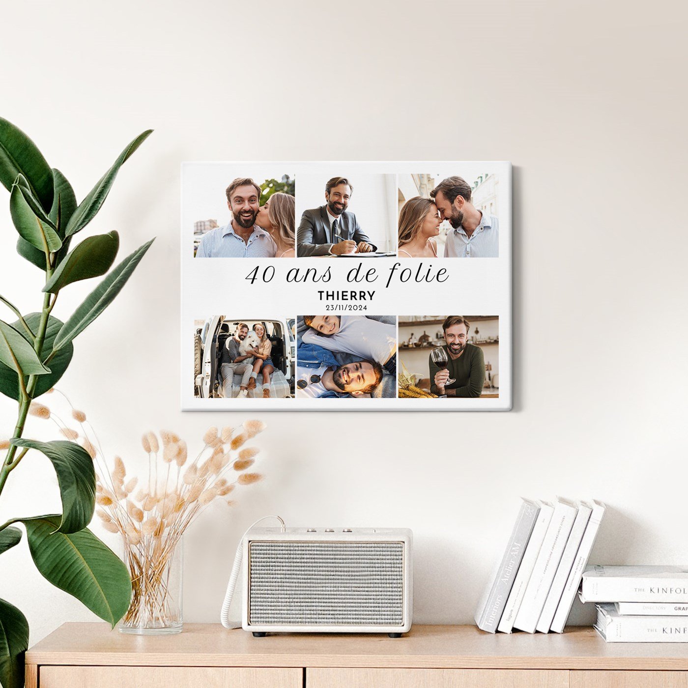 Collage photo personnalisé sur toile pour homme 40 ans