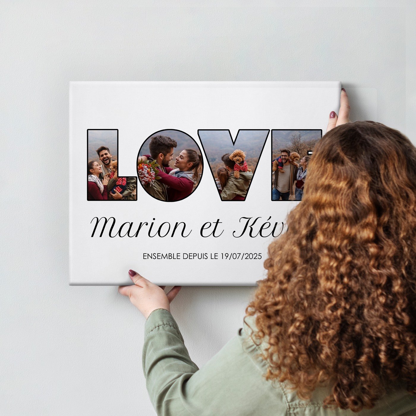Personalized Couple Photo Collage on Canvas LOVE
