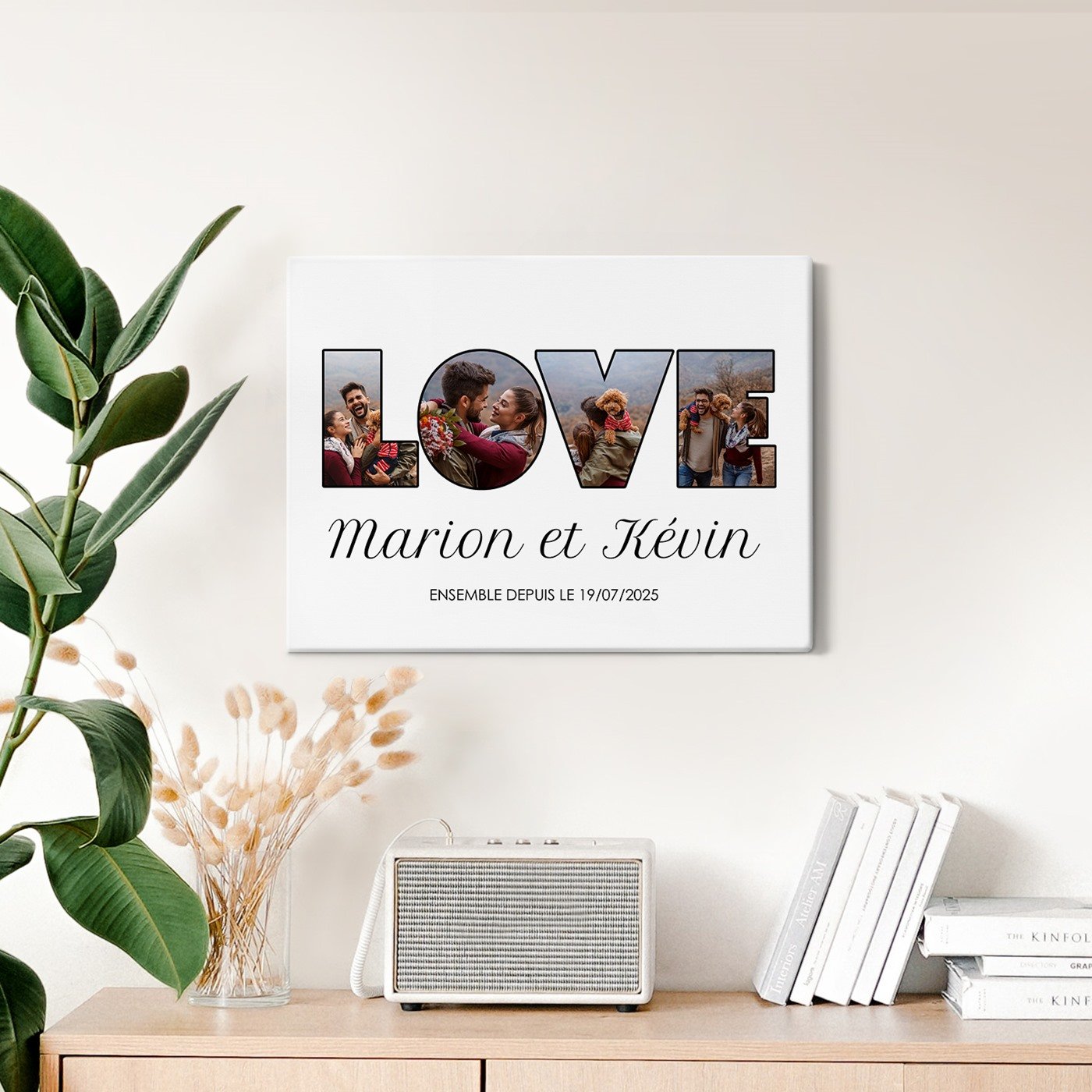 Personalized Couple Photo Collage on Canvas LOVE