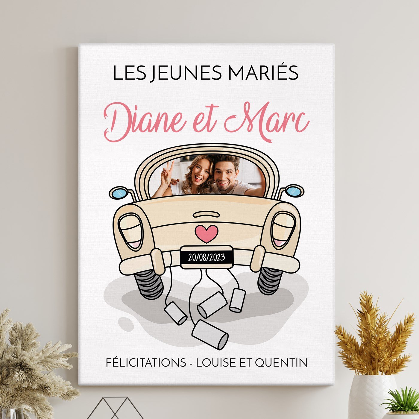 Toile personnalisée pour collage photo - Un cadeau original pour les jeunes mariés