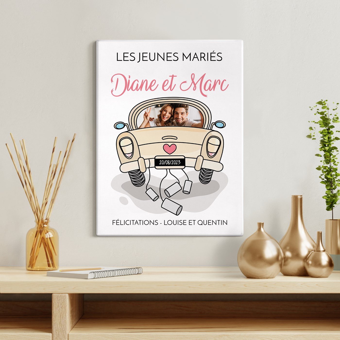 Toile personnalisée pour collage photo - Un cadeau original pour les jeunes mariés