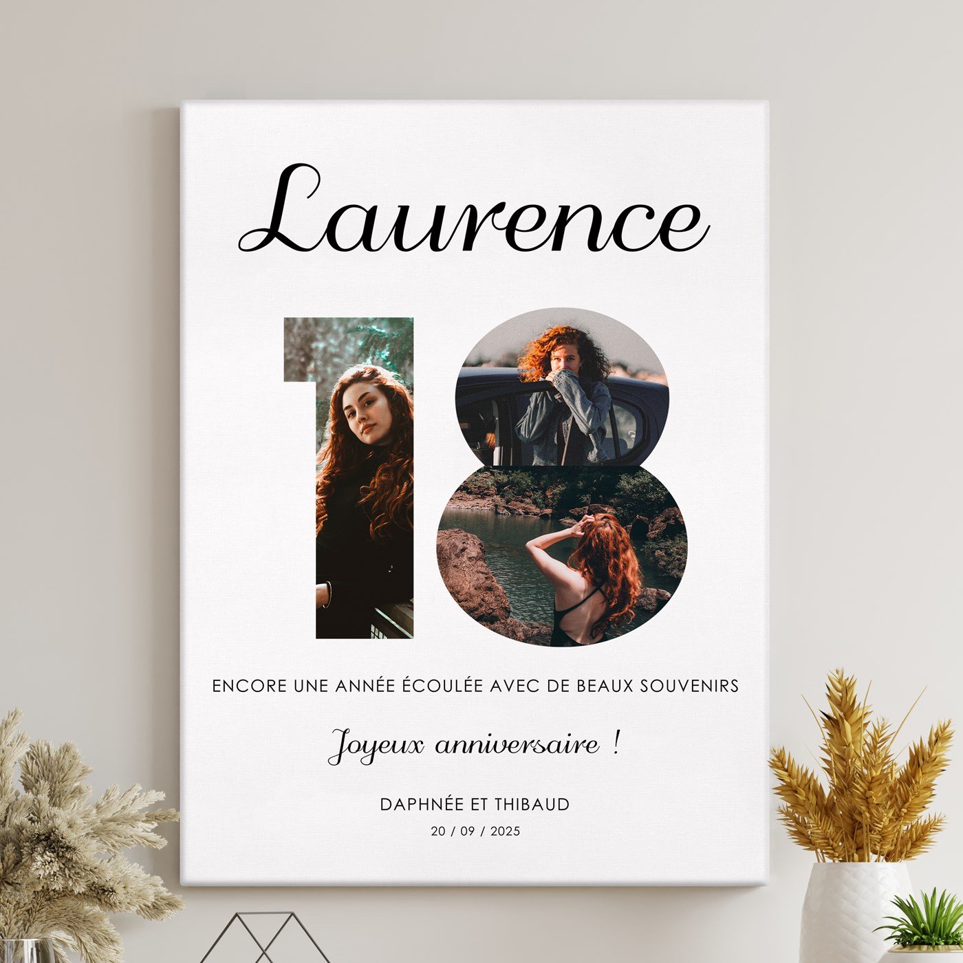 Collage de fotos personalizado sobre lienzo para mujeres de 18 años