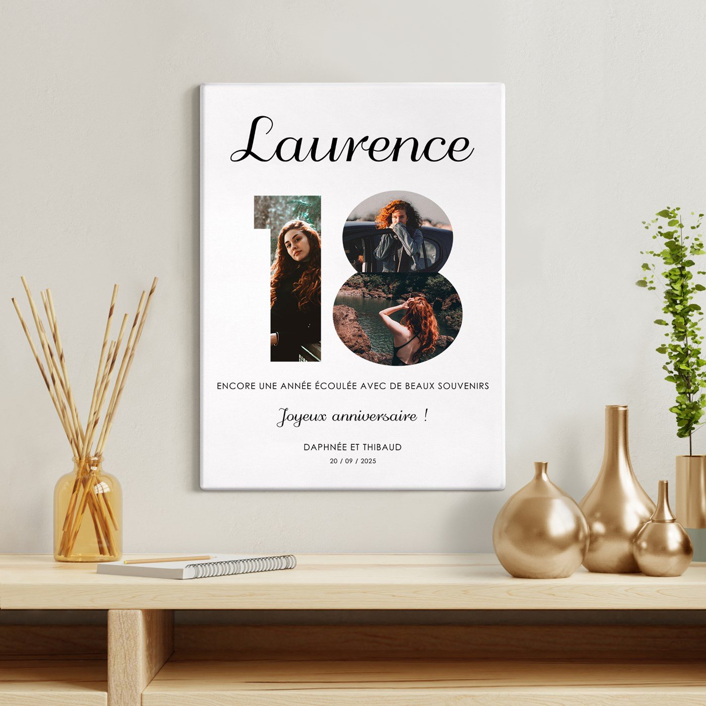 Collage photo personnalisé sur toile pour femmes de 18 ans