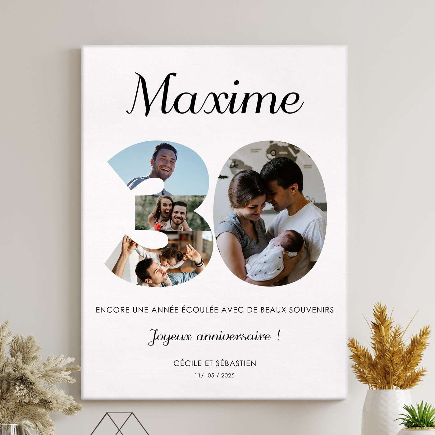 Colaje de fotos personalizado en lienzo para hombre 30 años