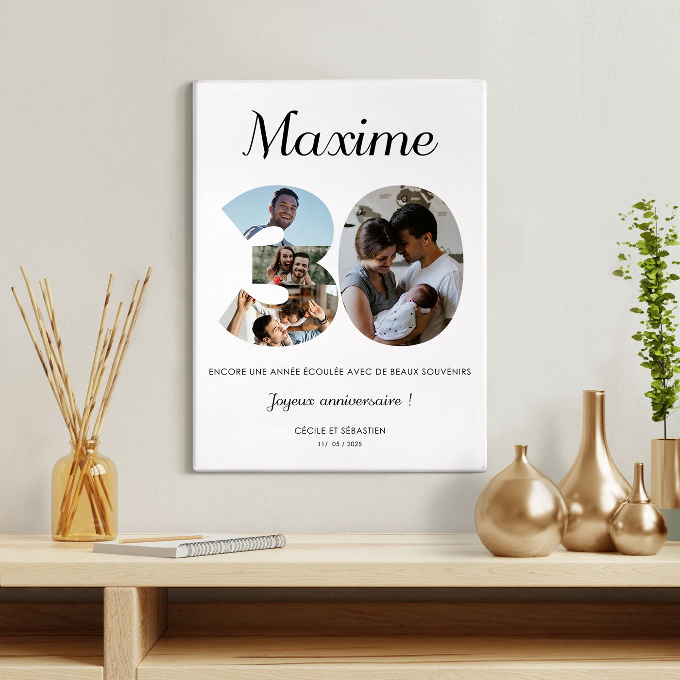Colaje de fotos personalizado en lienzo para hombre 30 años